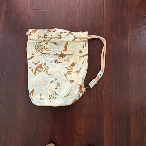 Tommy Bahama Backpack Multicolored Cotton Canvas Drawstring Bag - Picture 1 of 6